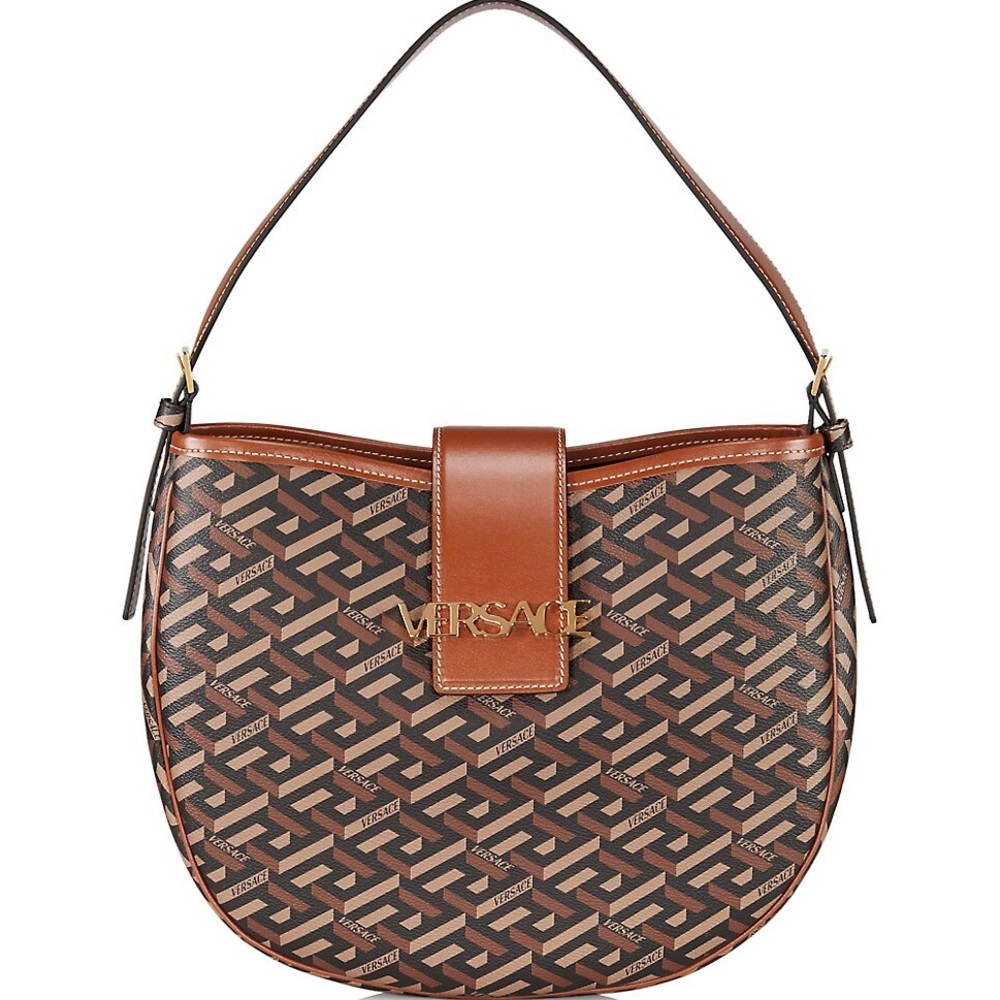 Versace
Greca Monogram Coated Canvas Shoulder Bag